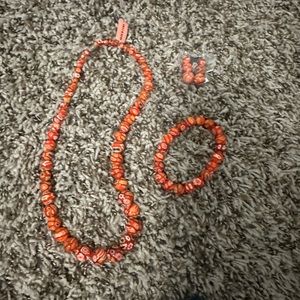 Glass bead necklace, earring & bracelet set